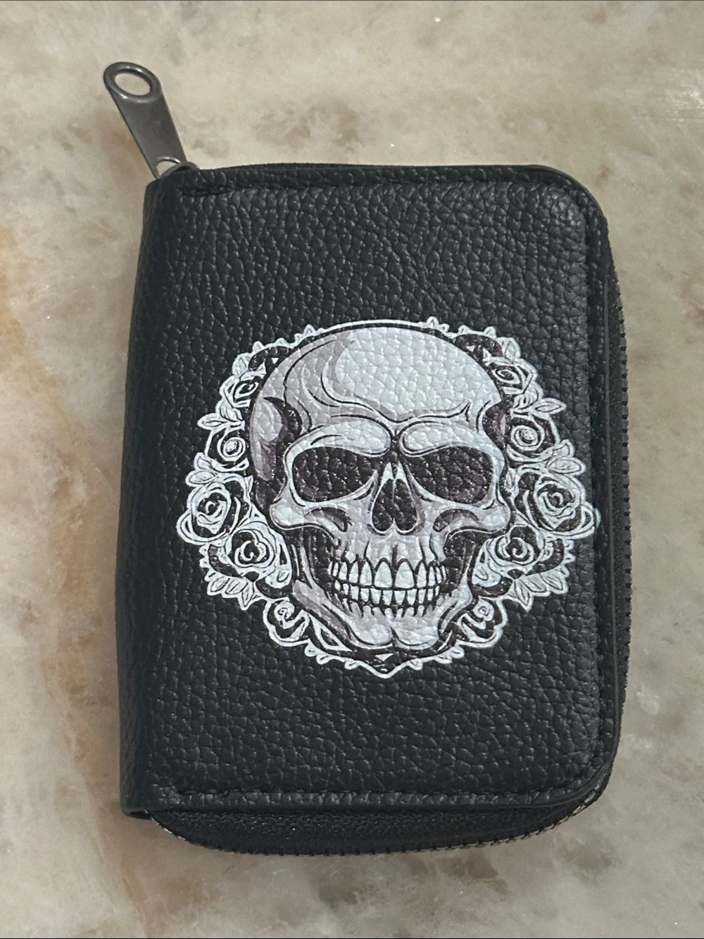 Black Skull Zip Card Wallet - Men Accessories